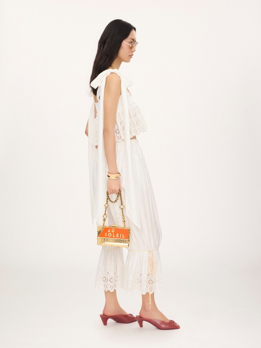 Knotted-strap cropped top in soft cotton - 7
