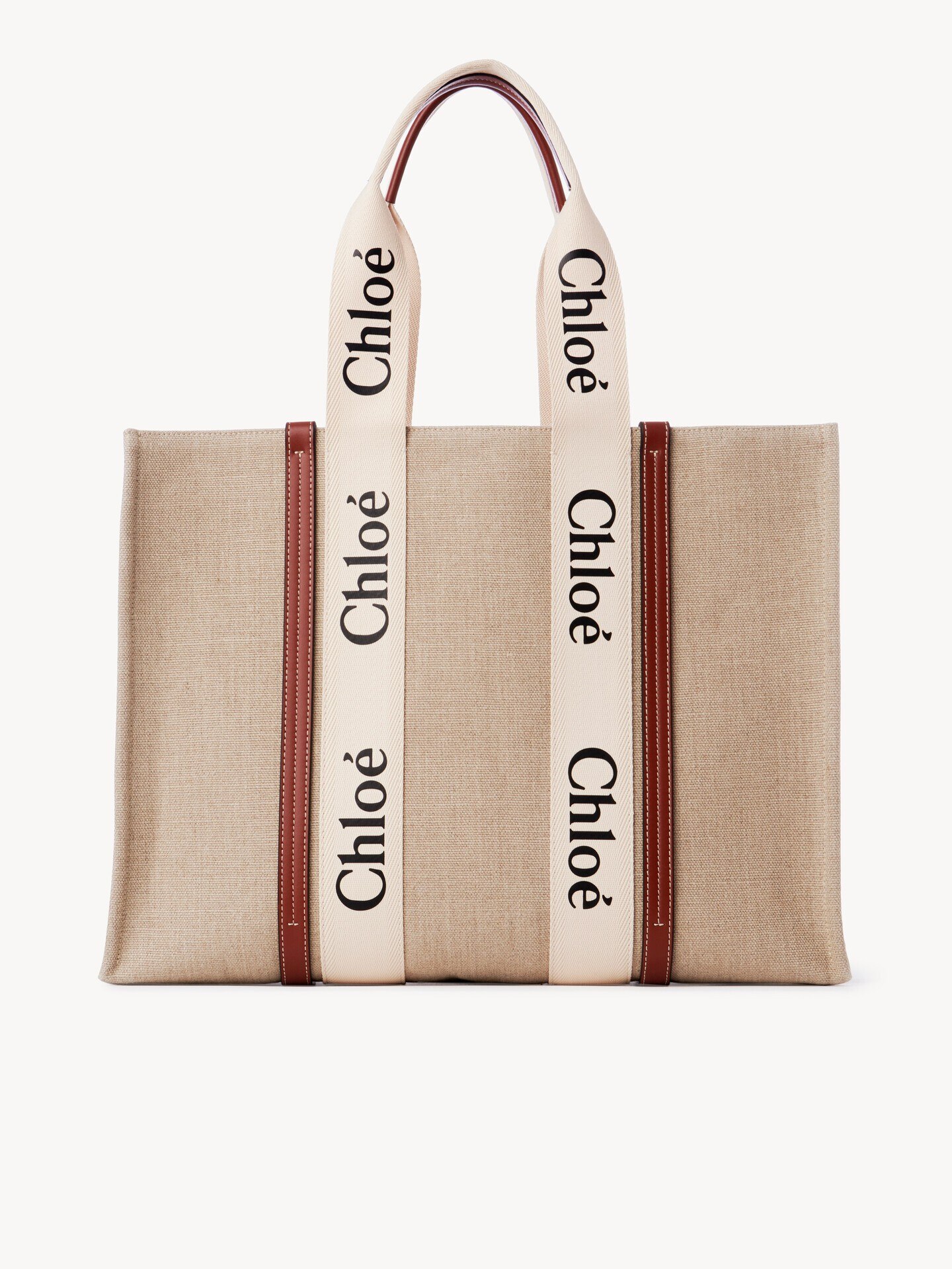 Bolso tote grande Woody de lino - 7