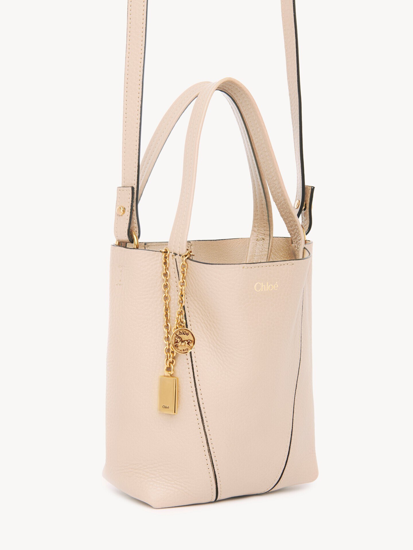 Small Chloé Spin tote bag in grained leather - 4