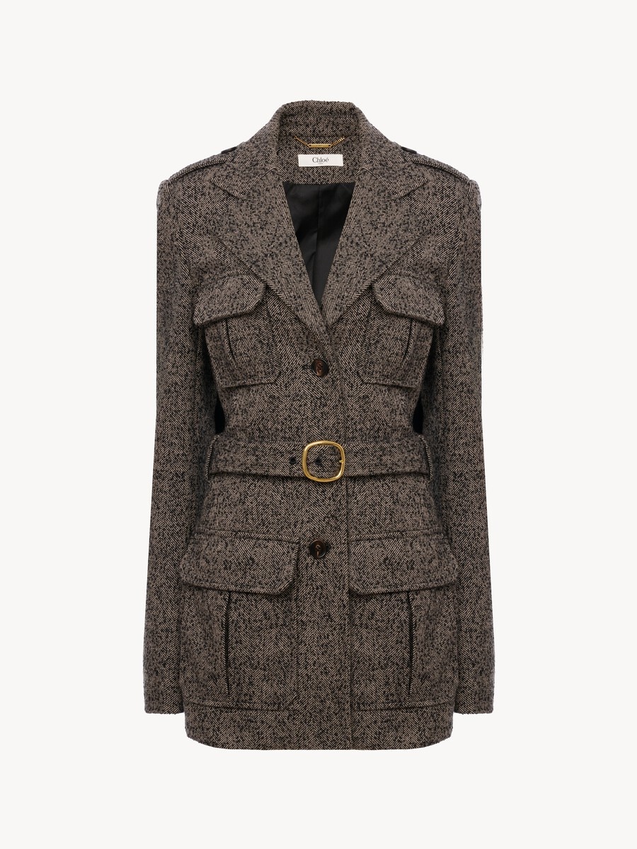 Utilitarian jacket in chevron wool - 2