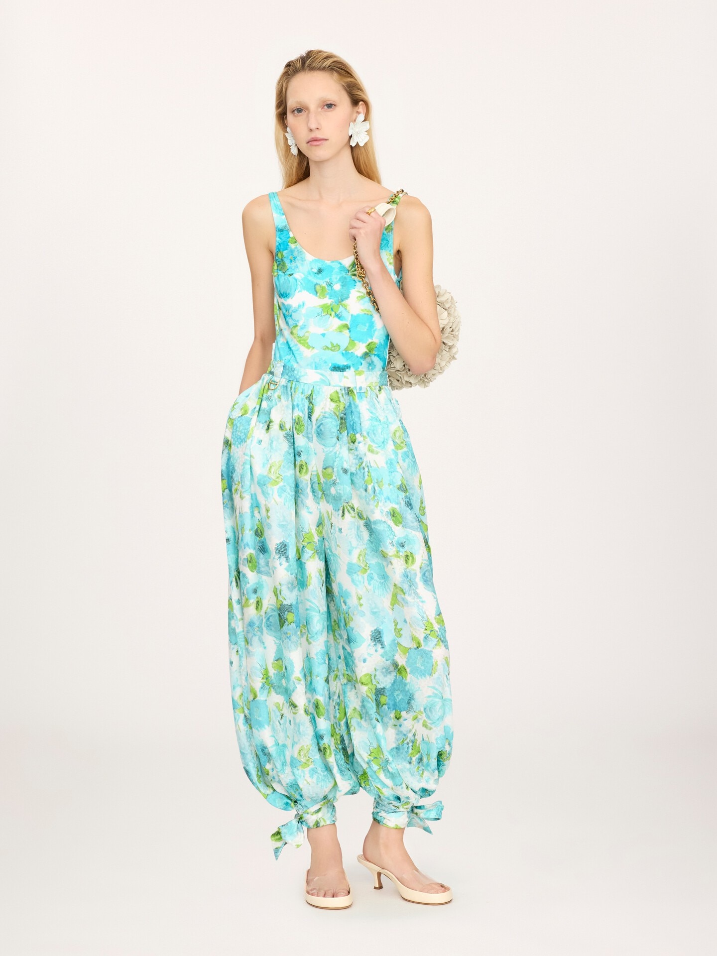 Pantalones plisados fluidos de jacquard de seda - 2