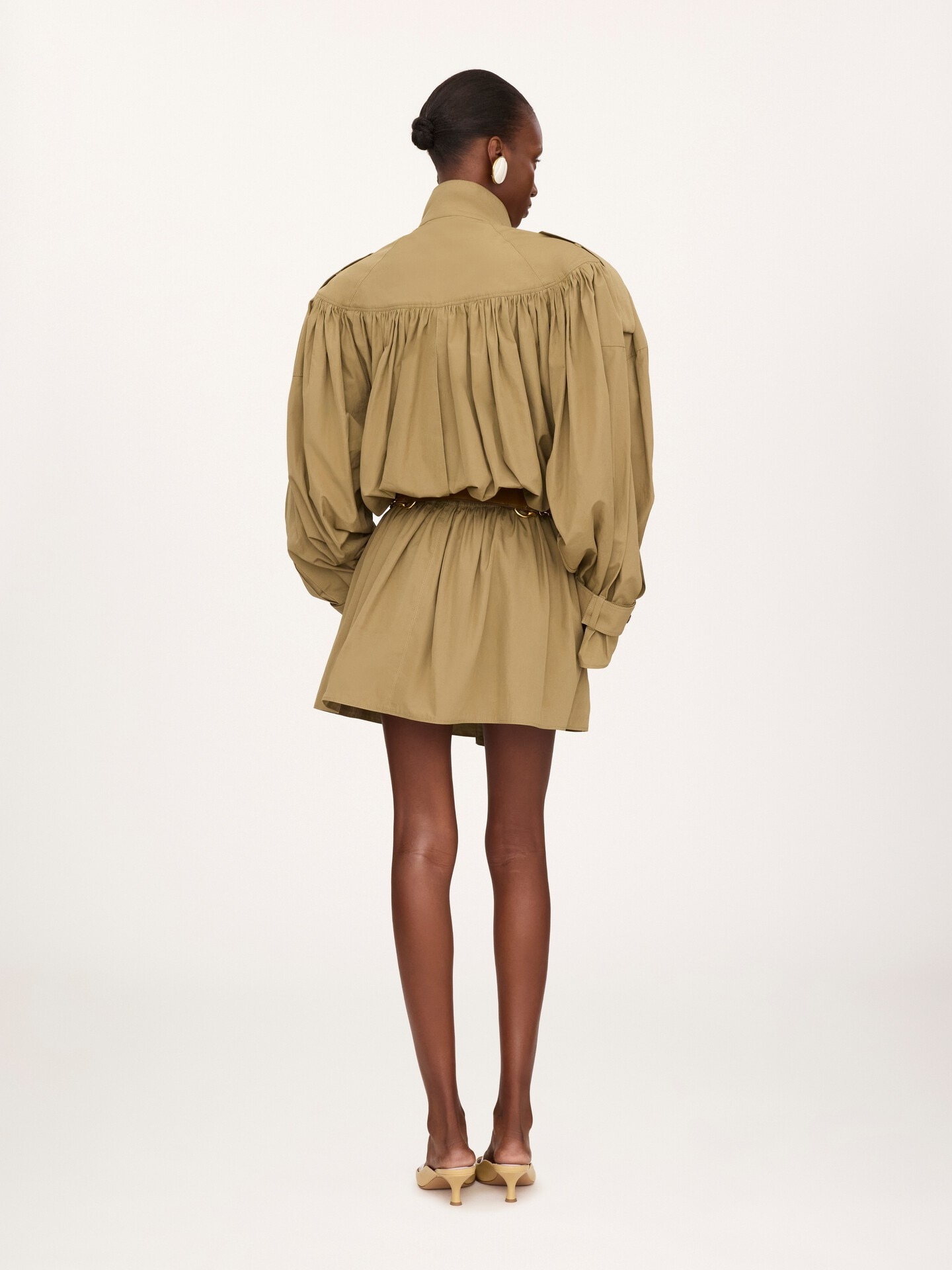 Short high-neck trench coat in cotton poplin - 5