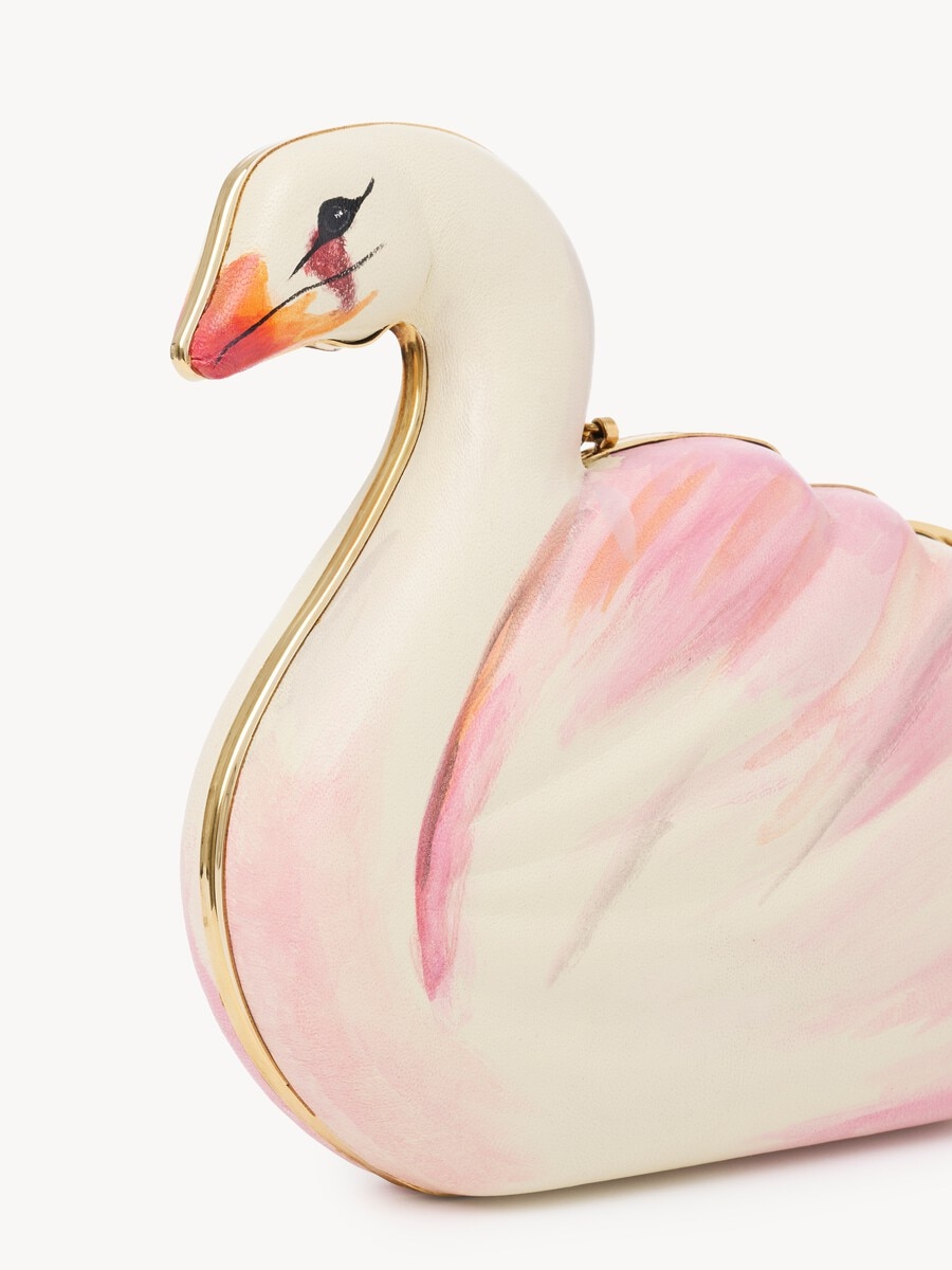 Chlo&eacute; Tropicus swan minaudi&egrave;re in hand-painted leather - 7