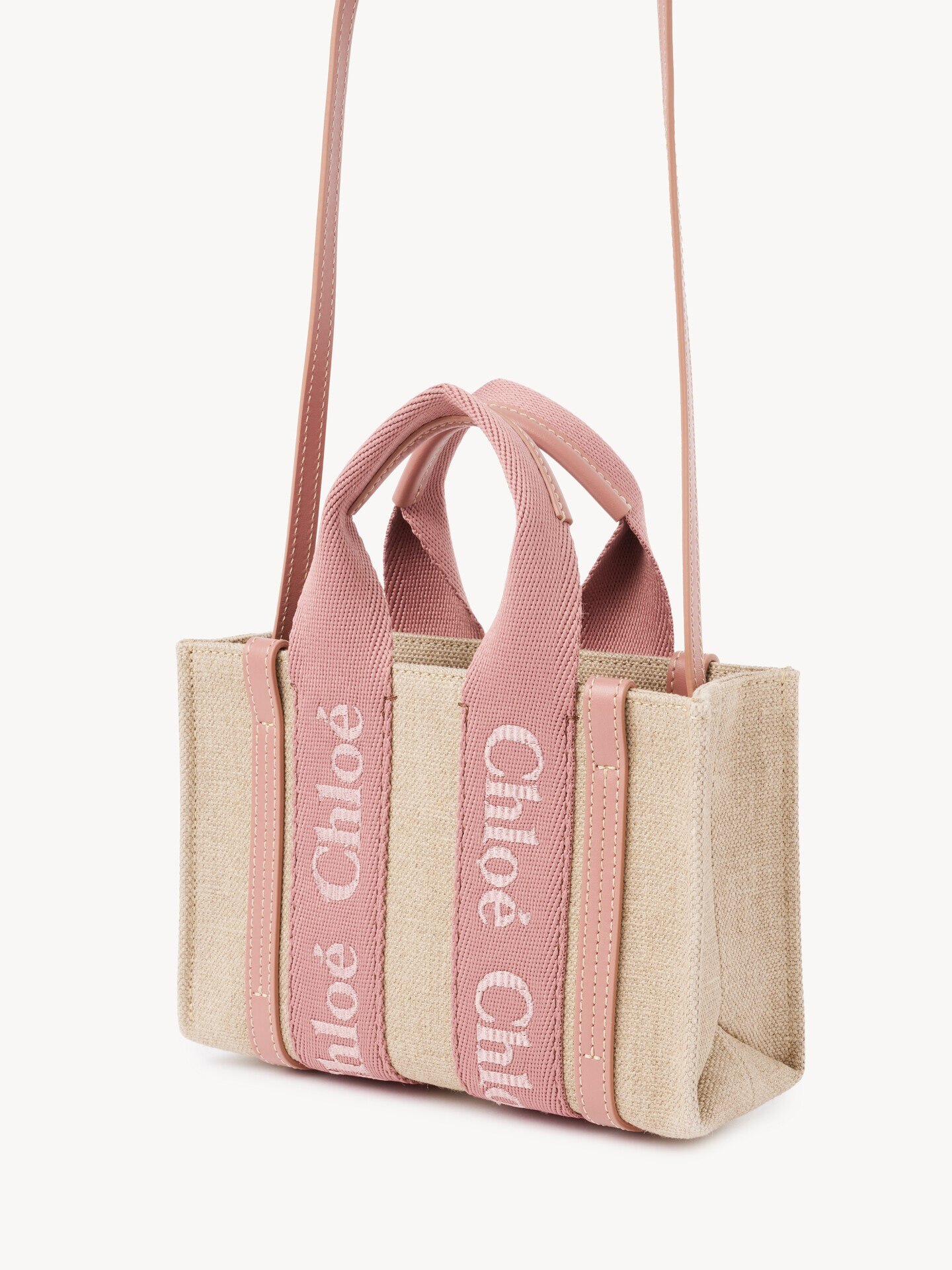 Mini Woody tote bag in linen - 4