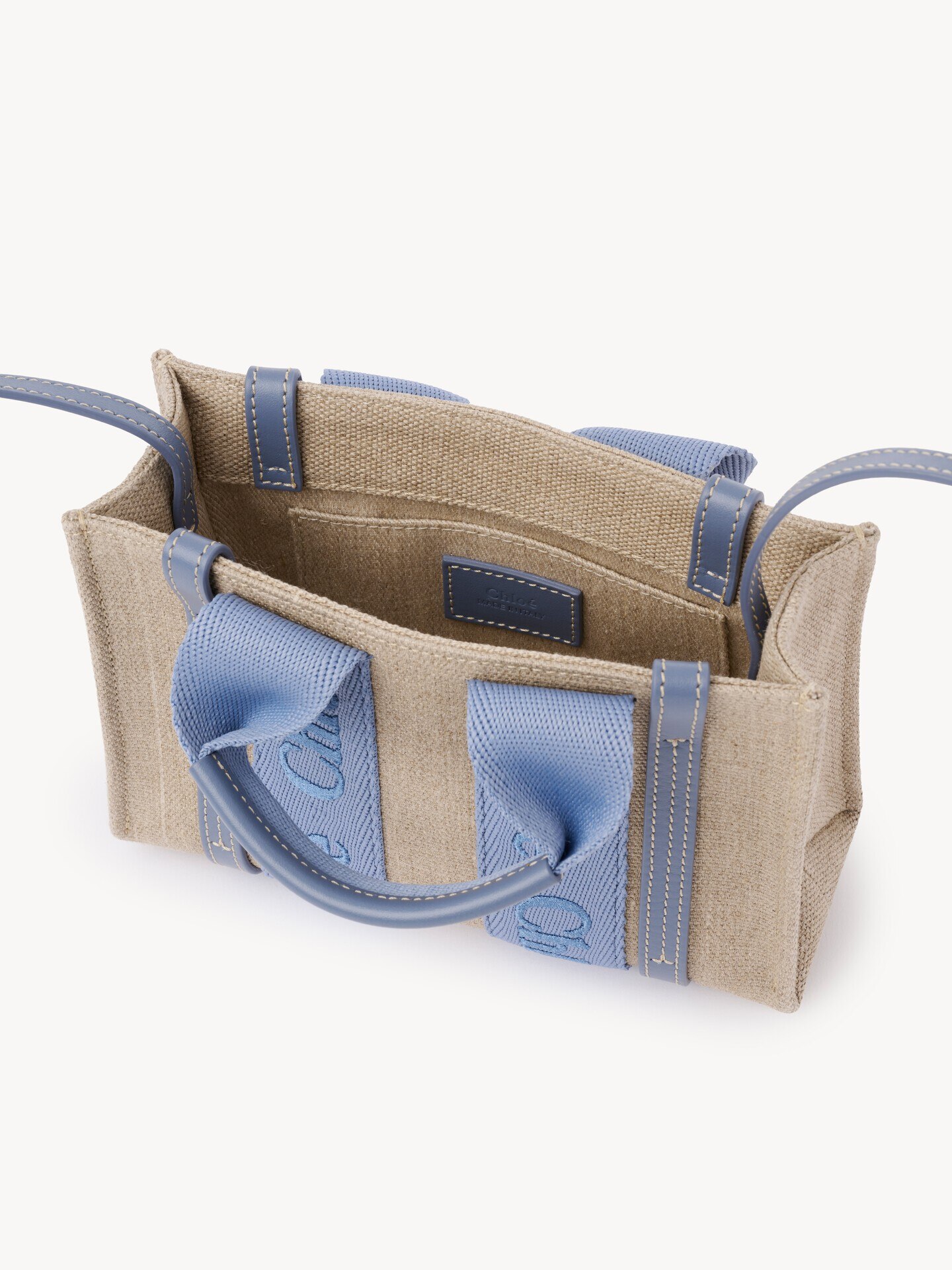 Mini Woody tote bag in linen - 6