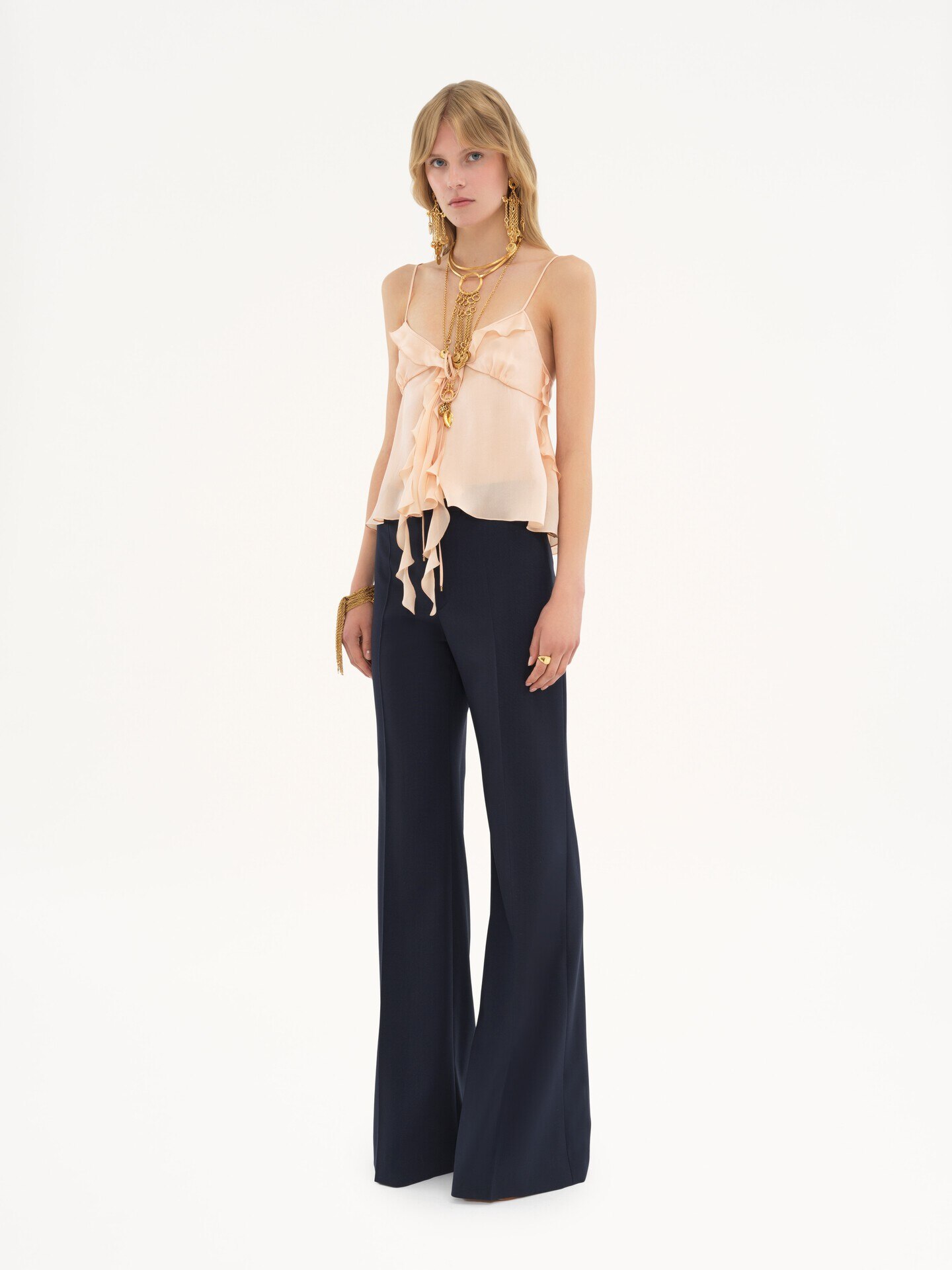 Flared tailored trousers in stretch wool - 3