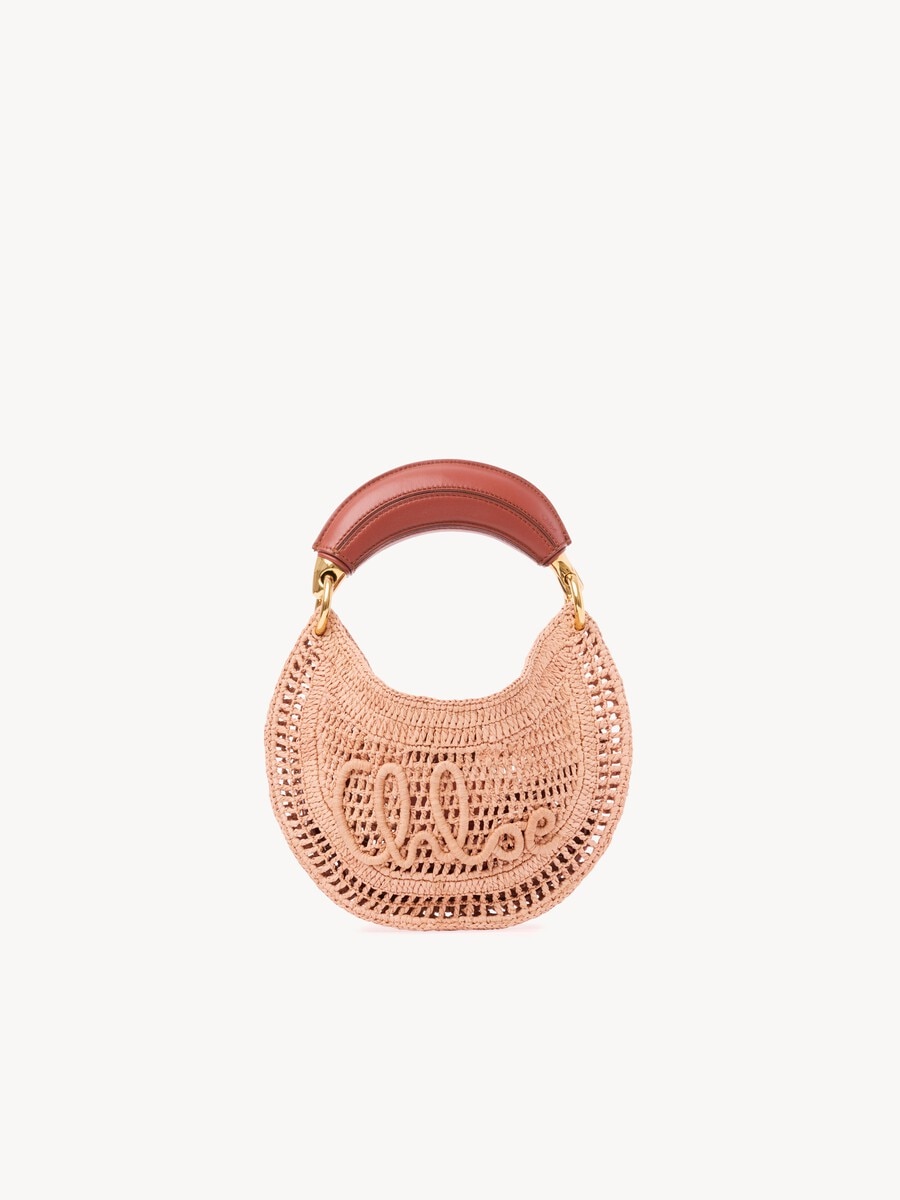 Mini Summer Banana hobo bag with strap in raffia - 2