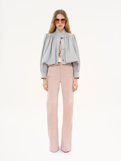 Gathered boule jacket in cotton canvas