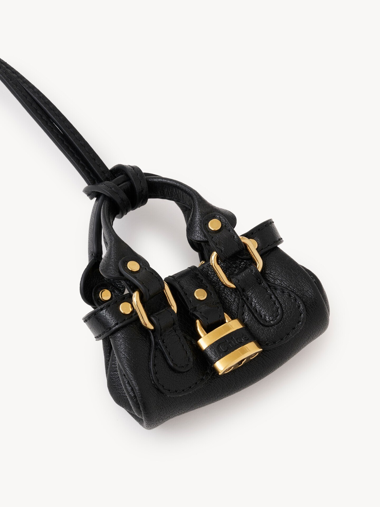 Chlo&eacute; Symbols Mini Paddington bag charm in grained leather - 3