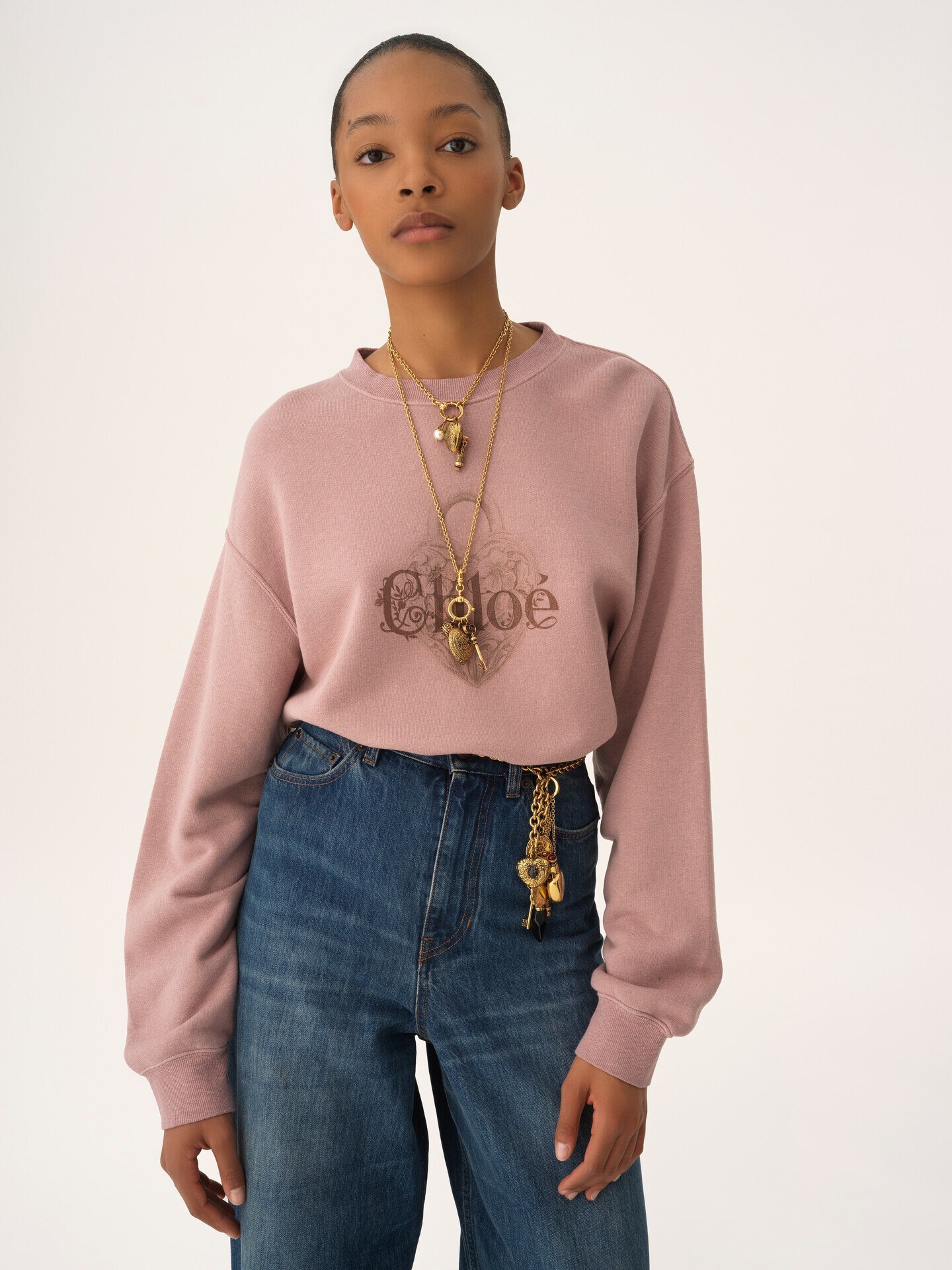 Oversized logo jumper in chin&eacute; fleece - 4