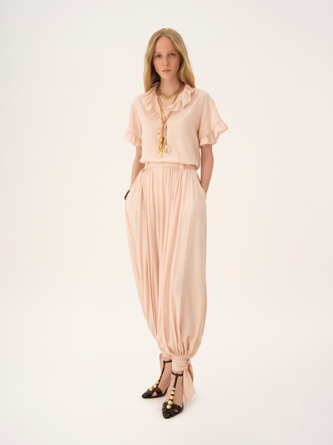 Fluid cropped pants in silk