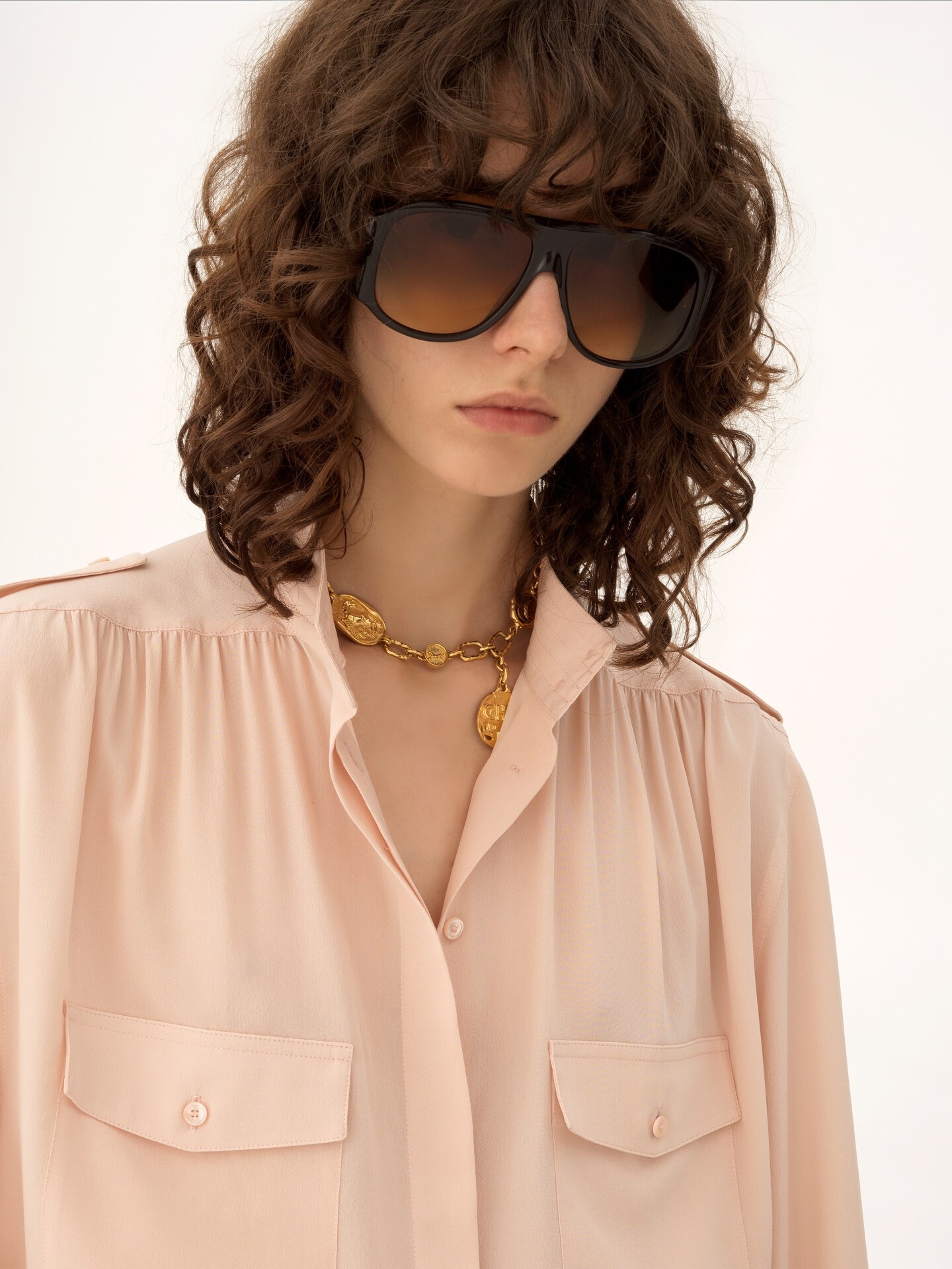 Gathered blouse in crêpe de chine - 6