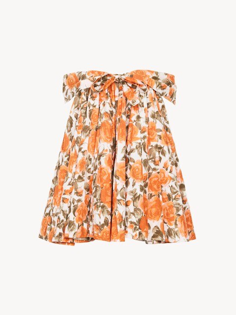 Minivestido de hombros desnudos de popelina de algod&oacute;n