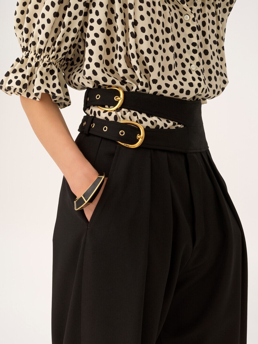 High-rise tailored pants in wool grain de poudre - 8