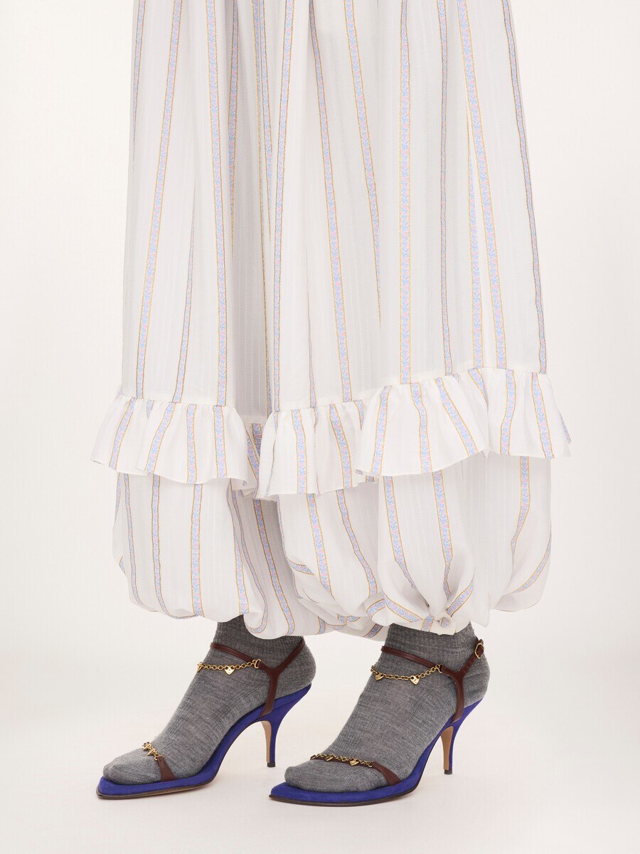 Fluid ruffled pants in silk lurex jacquard - 7