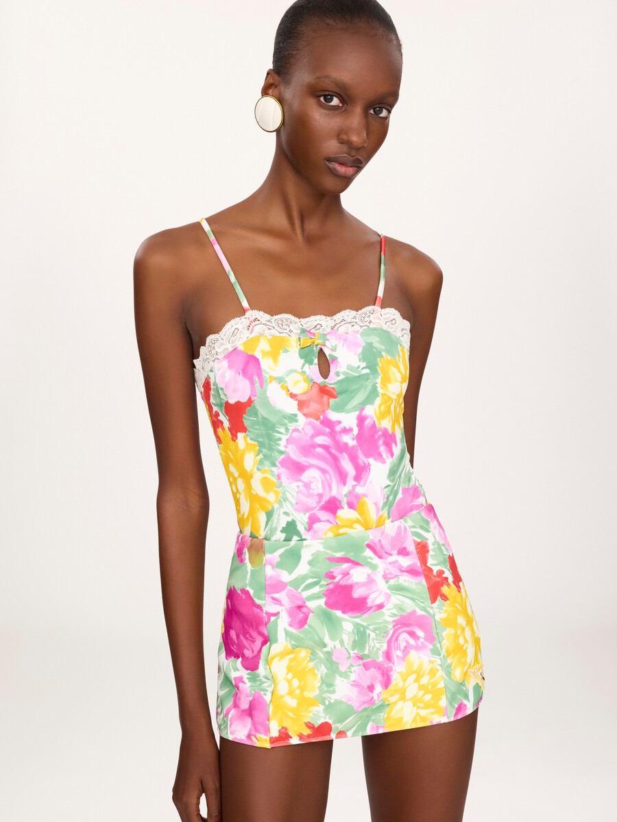 Garden-print high-waisted swim skirt - 4