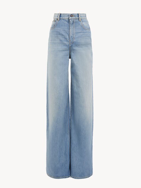 High-rise wide-leg jeans in denim
