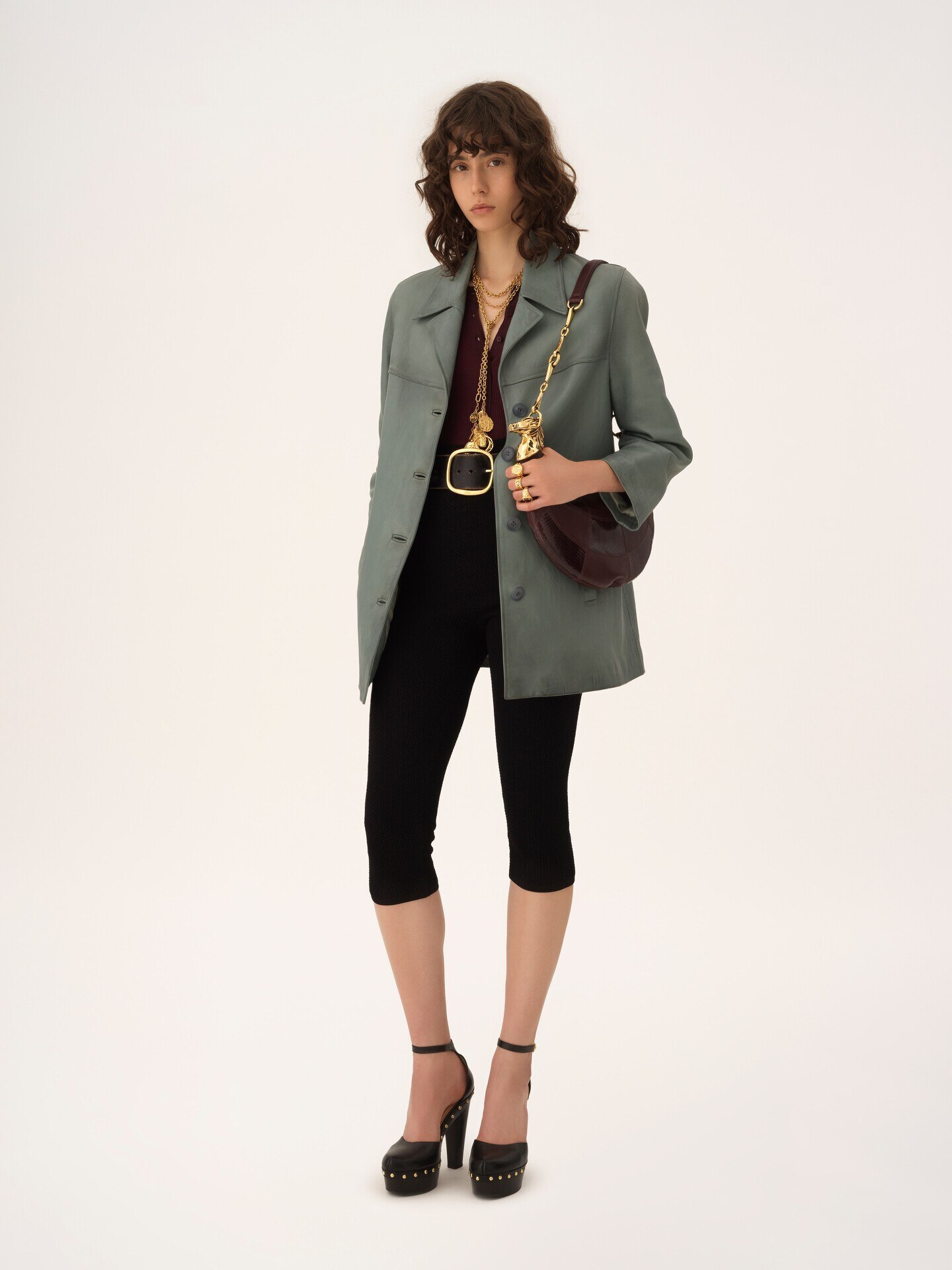 Chaqueta larga con botonadura sencilla de cuero - 3