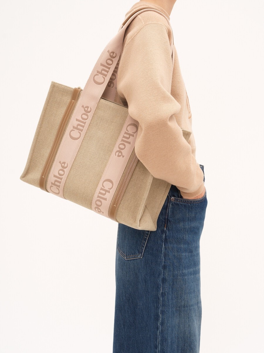 Woody tote bag in linen - 3