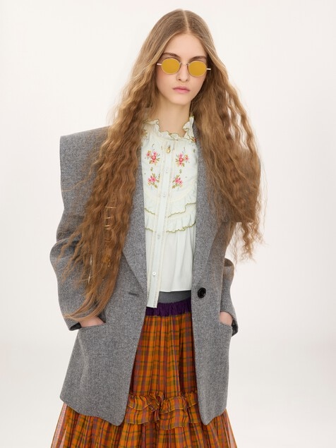 Chaqueta de sastre de botonadura sencilla de lana jaspeada