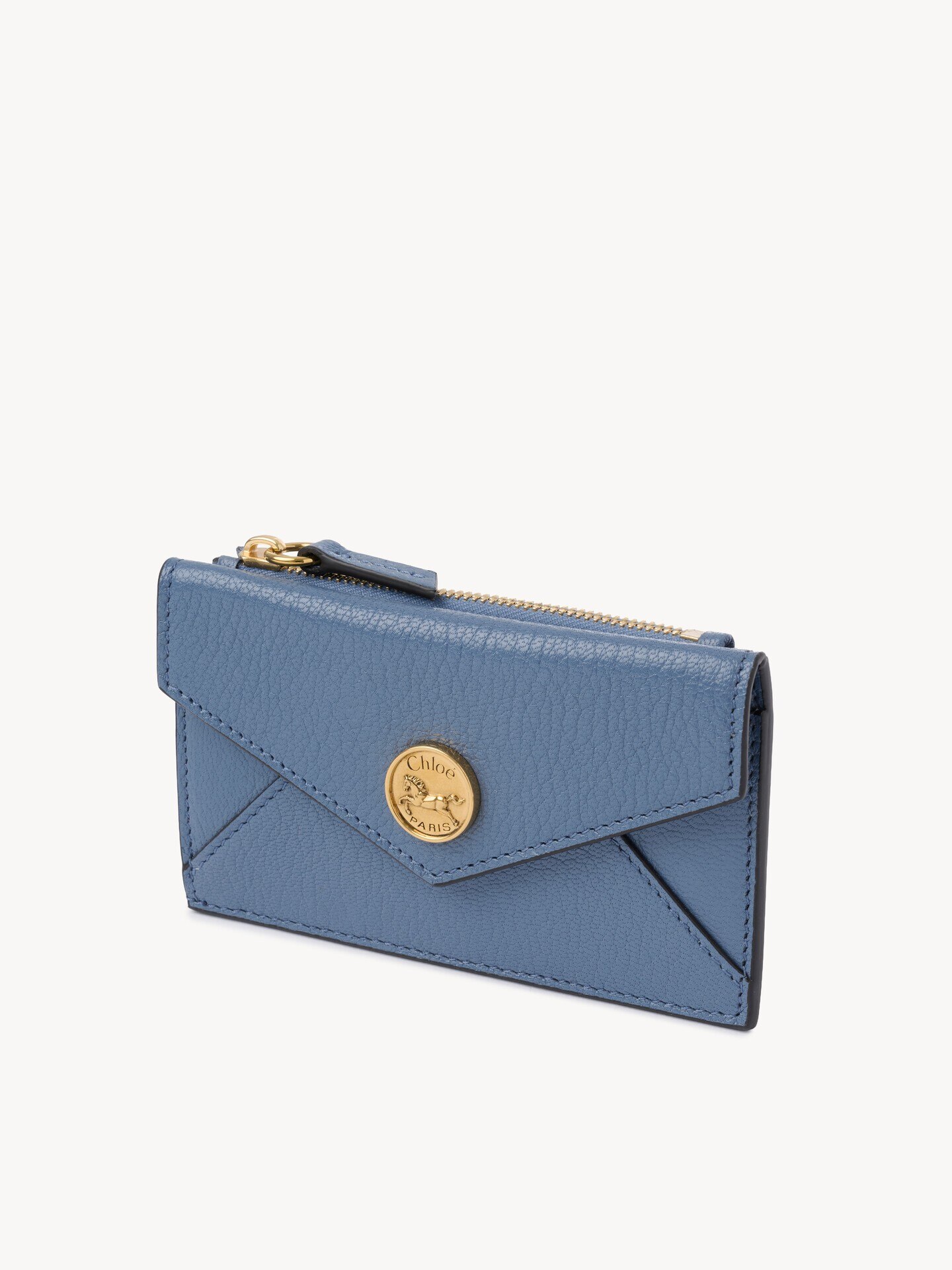 Small Envelope purse with card slots in grained leather - 3