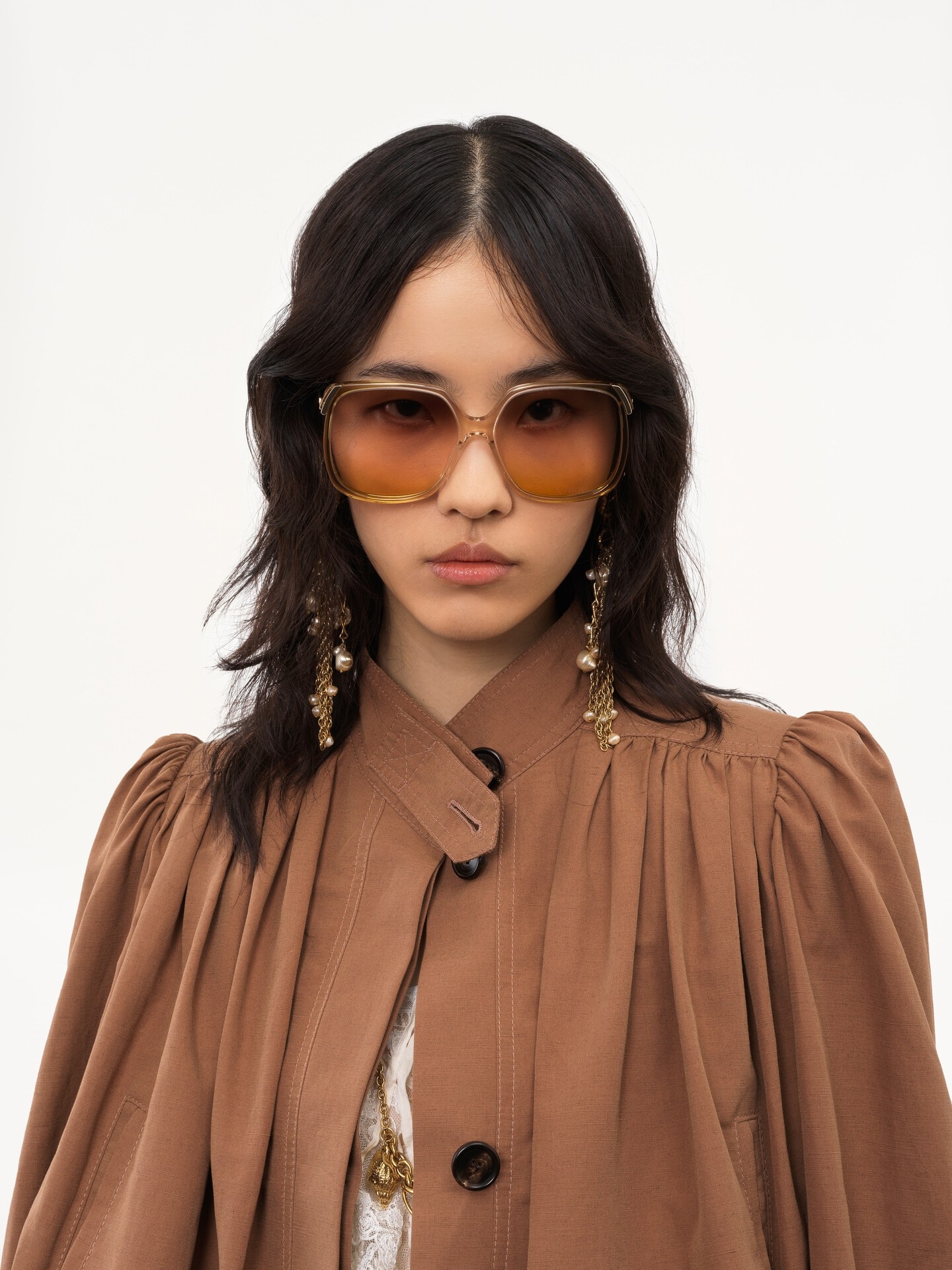 Gathered boule jacket in linen & cotton - 6