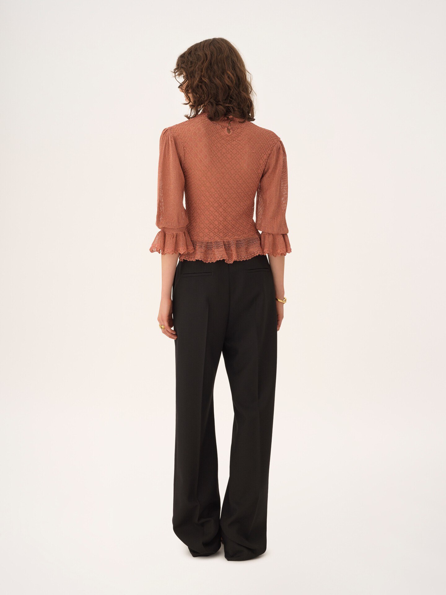 Ruffled puff-sleeve jumper in a lurex knit - 5