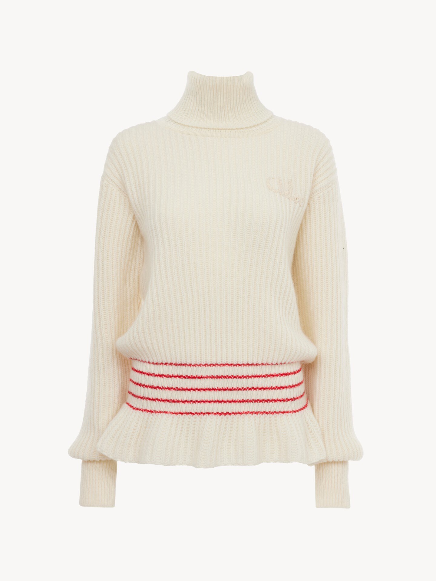 Oversized logo turtleneck jumper in a wool & mohair knit - 1