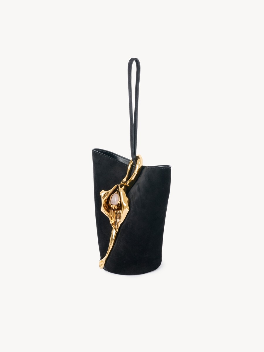 Small Eden Treasures wristlet bucket bag in suede leather - 4