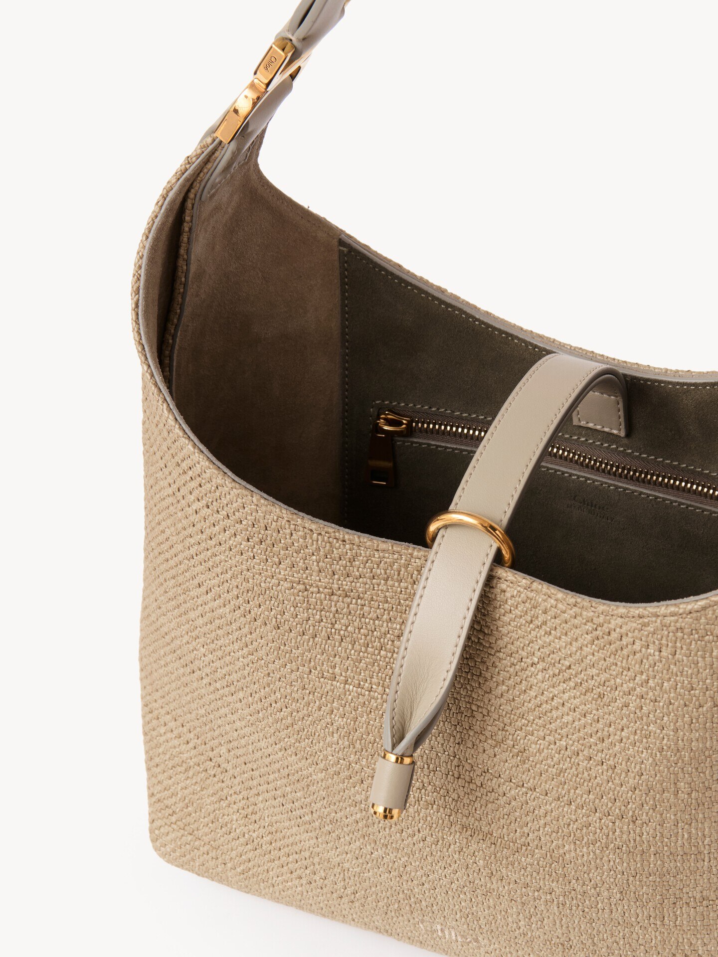 Small Marcie hobo bag in raffia-effect fibres - 5