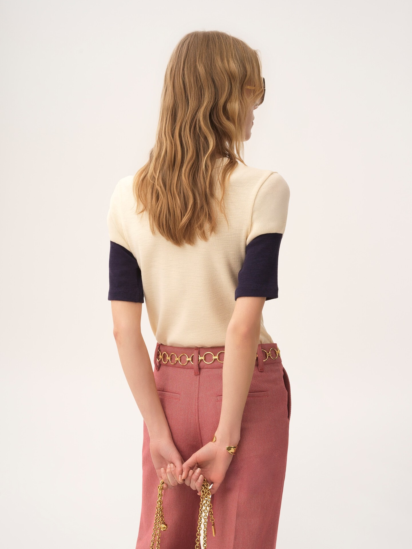 Fitted logo T-shirt in flam&eacute; cotton wool - 5