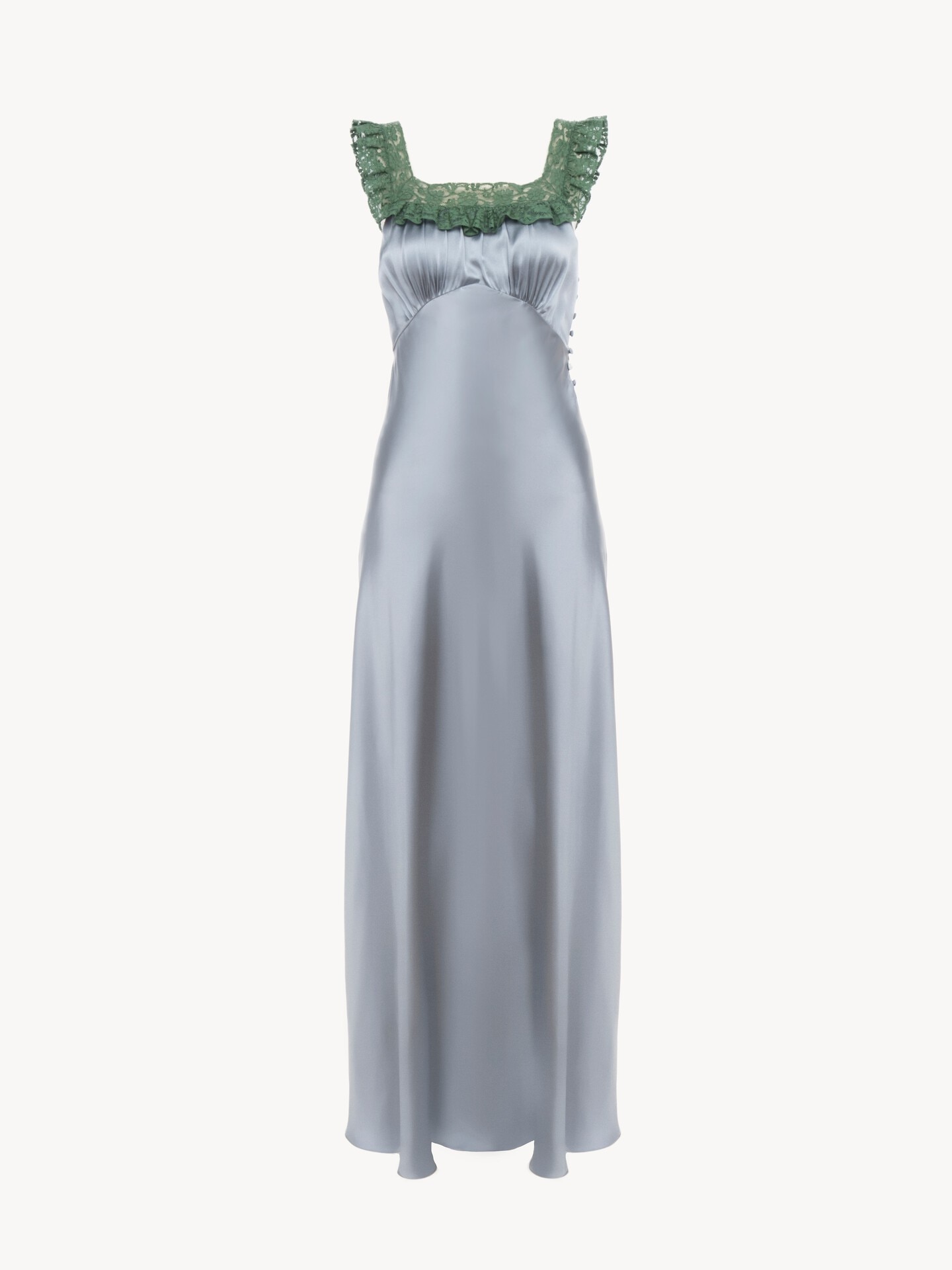 Vestido de columna sin mangas de sat&eacute;n de seda lavada y encaje - 2