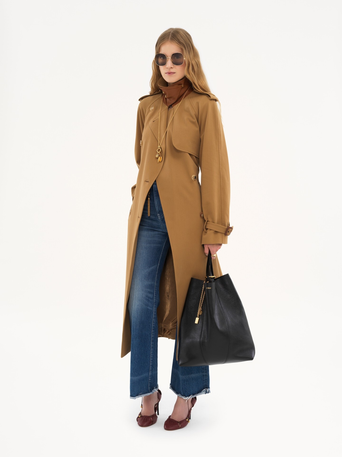 Large Chloé Spin tote bag in grained leather - 7