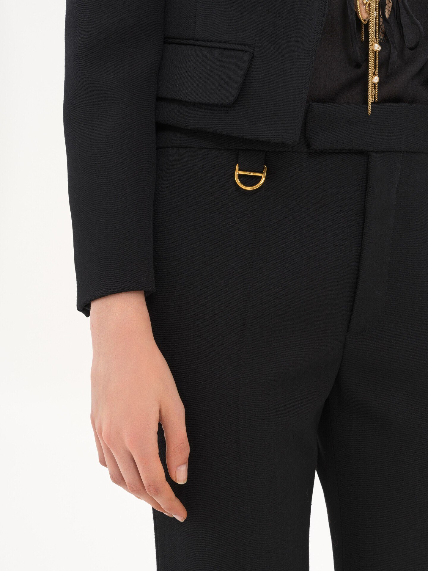 Flared tailored trousers in wool gabardine - 7