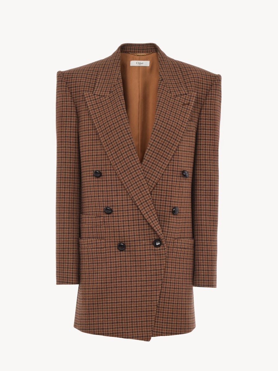 Double-breasted tailored jacket in houndstooth wool - 2