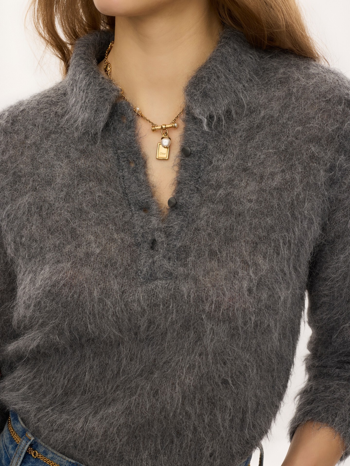 Polo jumper in an alpaca wool-blend knit - 7