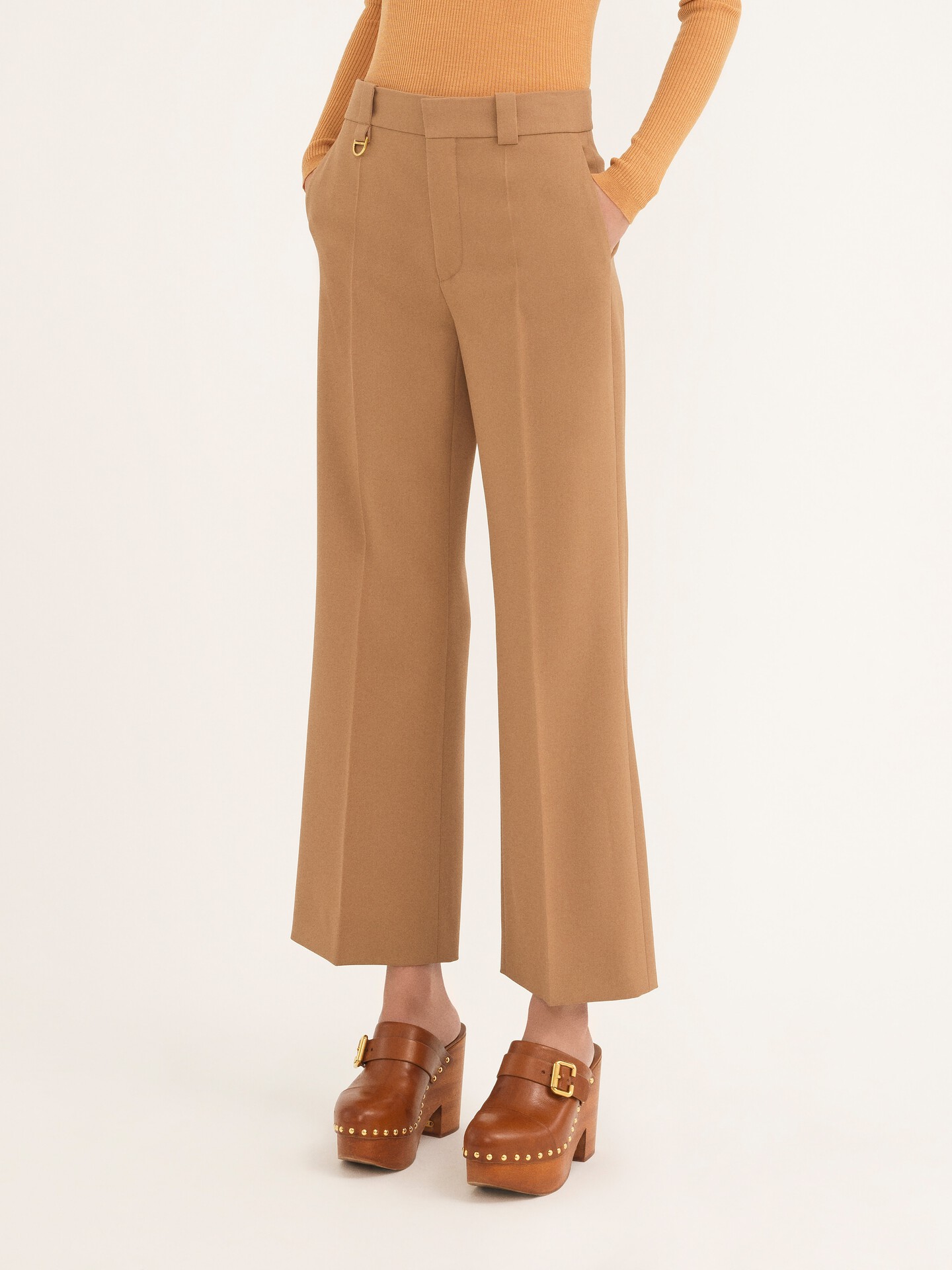 Pantalones de sastre cropped de lana grain de poudre - 4