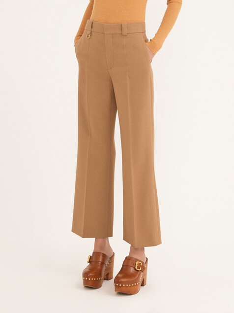 Pantalones de sastre cropped de lana grain de poudre