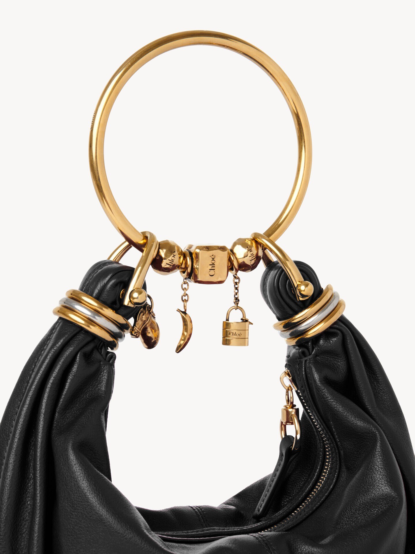 Small Bracelet Hobo bag in grained leather - 9