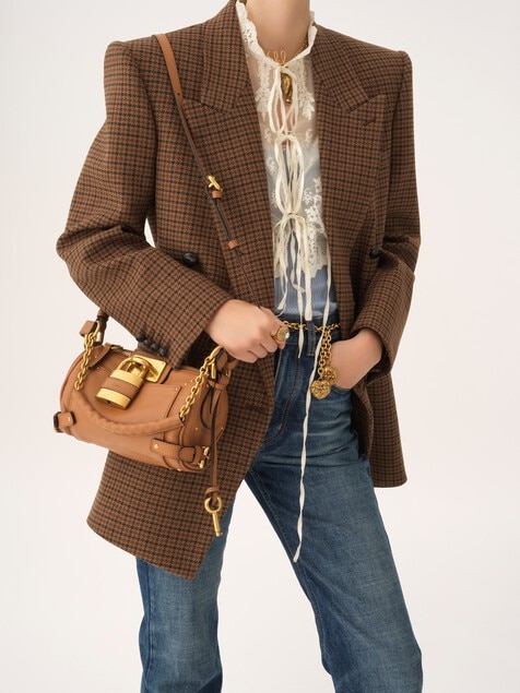 Bolso peque&ntilde;o de cadena Paddington de cuero granulado