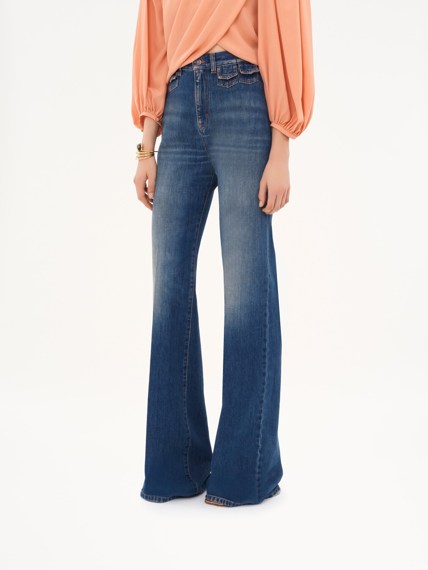 High-rise flare jeans in denim - 4