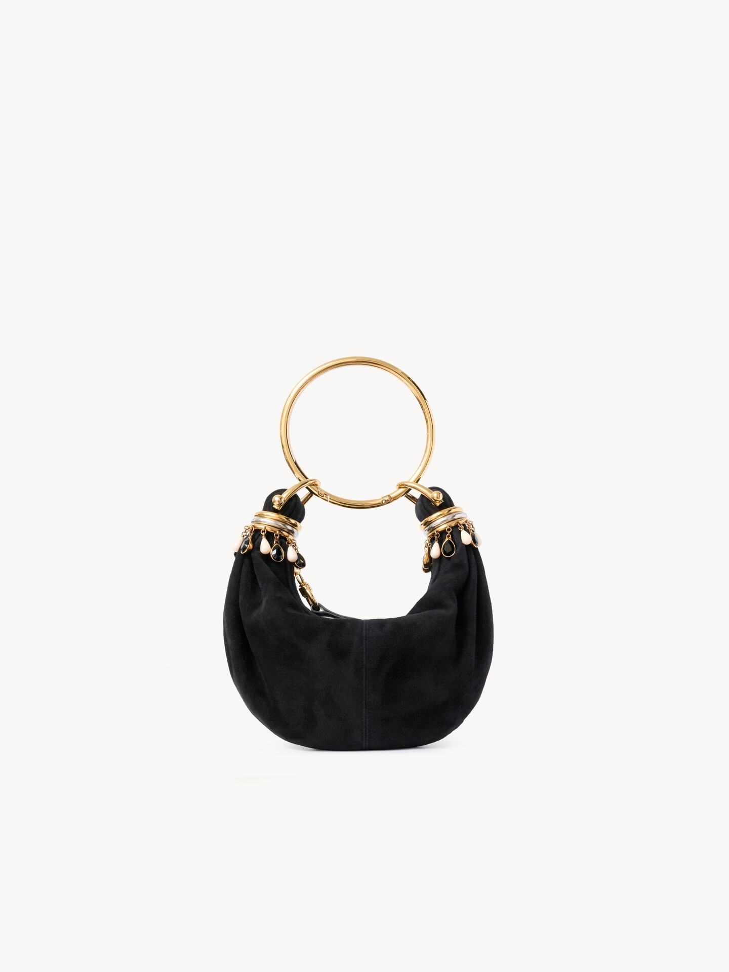 Mini Beaded Bracelet Hobo bag in suede leather - 4