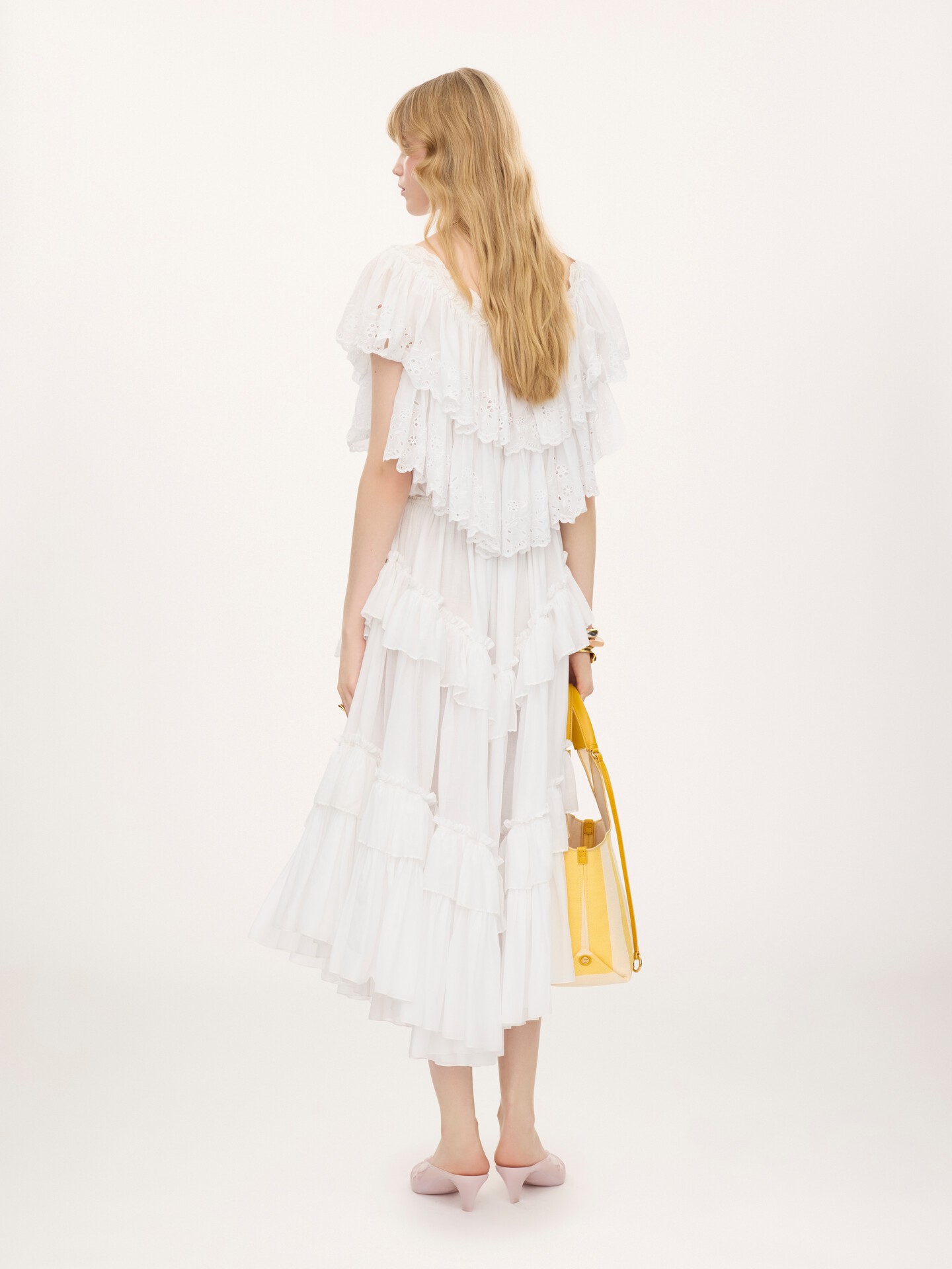 Layered ruffled midi skirt in cotton voile - 6