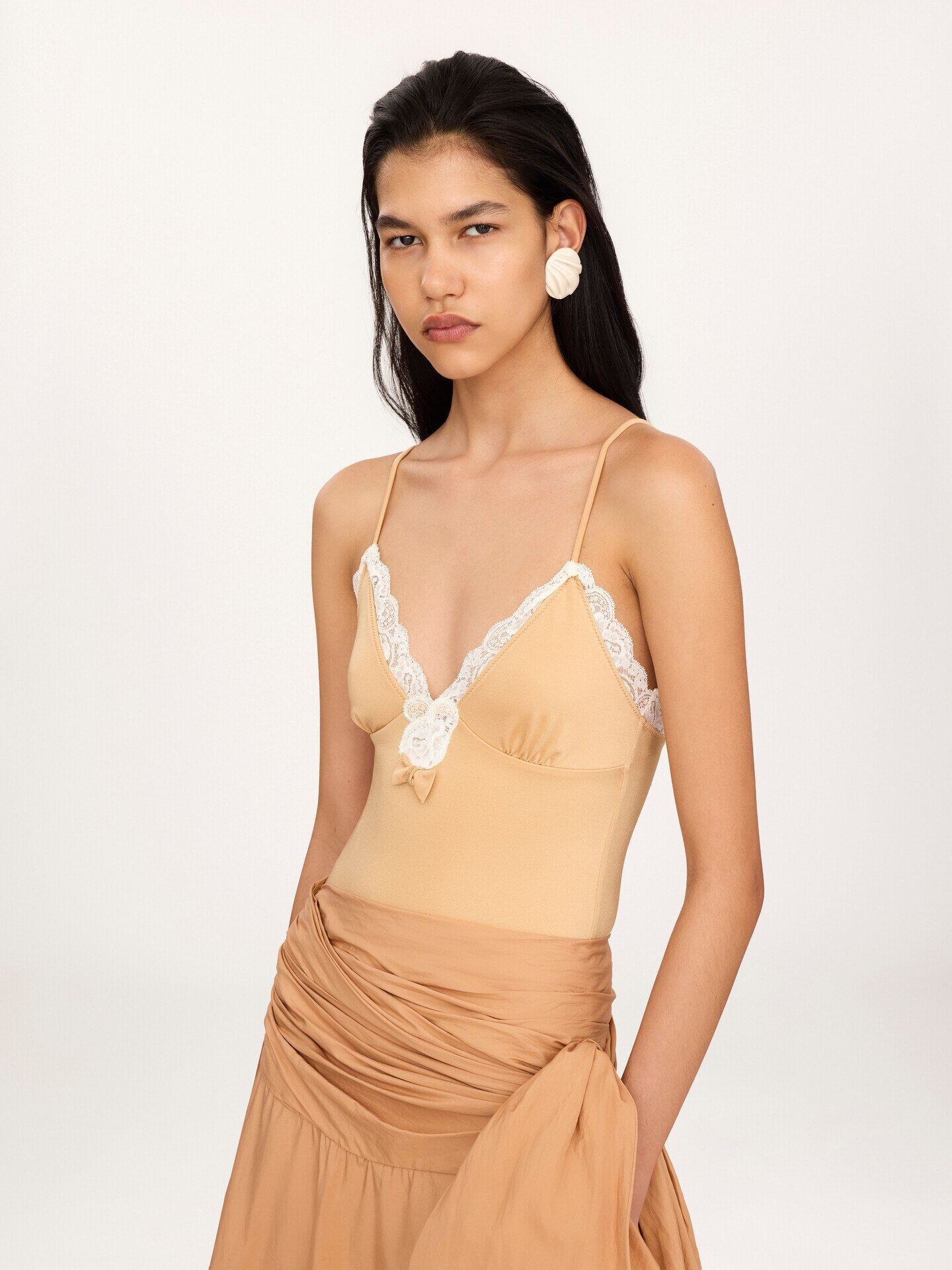 Ruched lace-trimmed bodysuit - 4