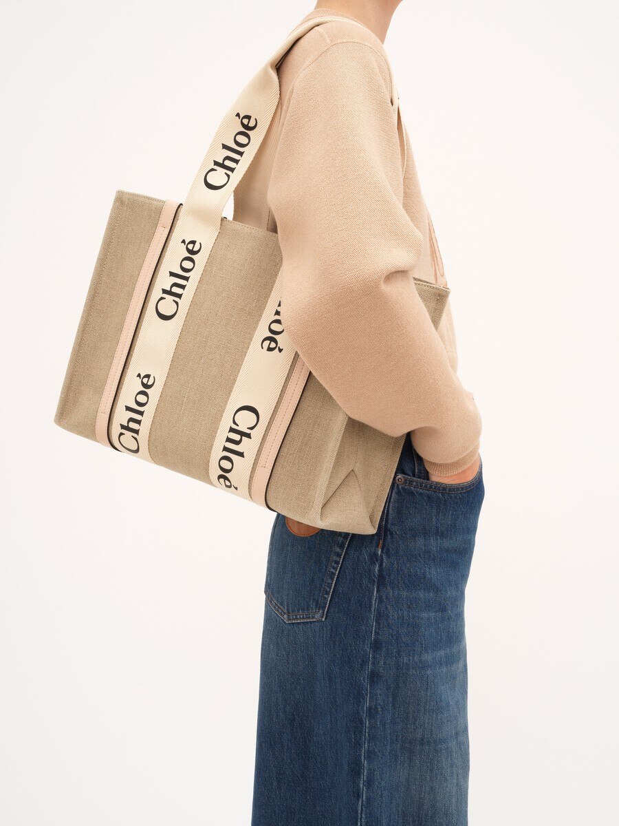 Woody tote bag in linen - 3