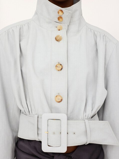 Cropped scarf jacket in a linen-cotton mix