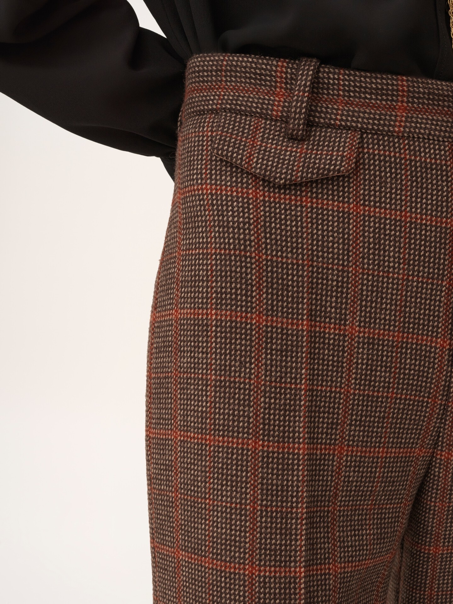 High-rise flared trousers in wool check - 6