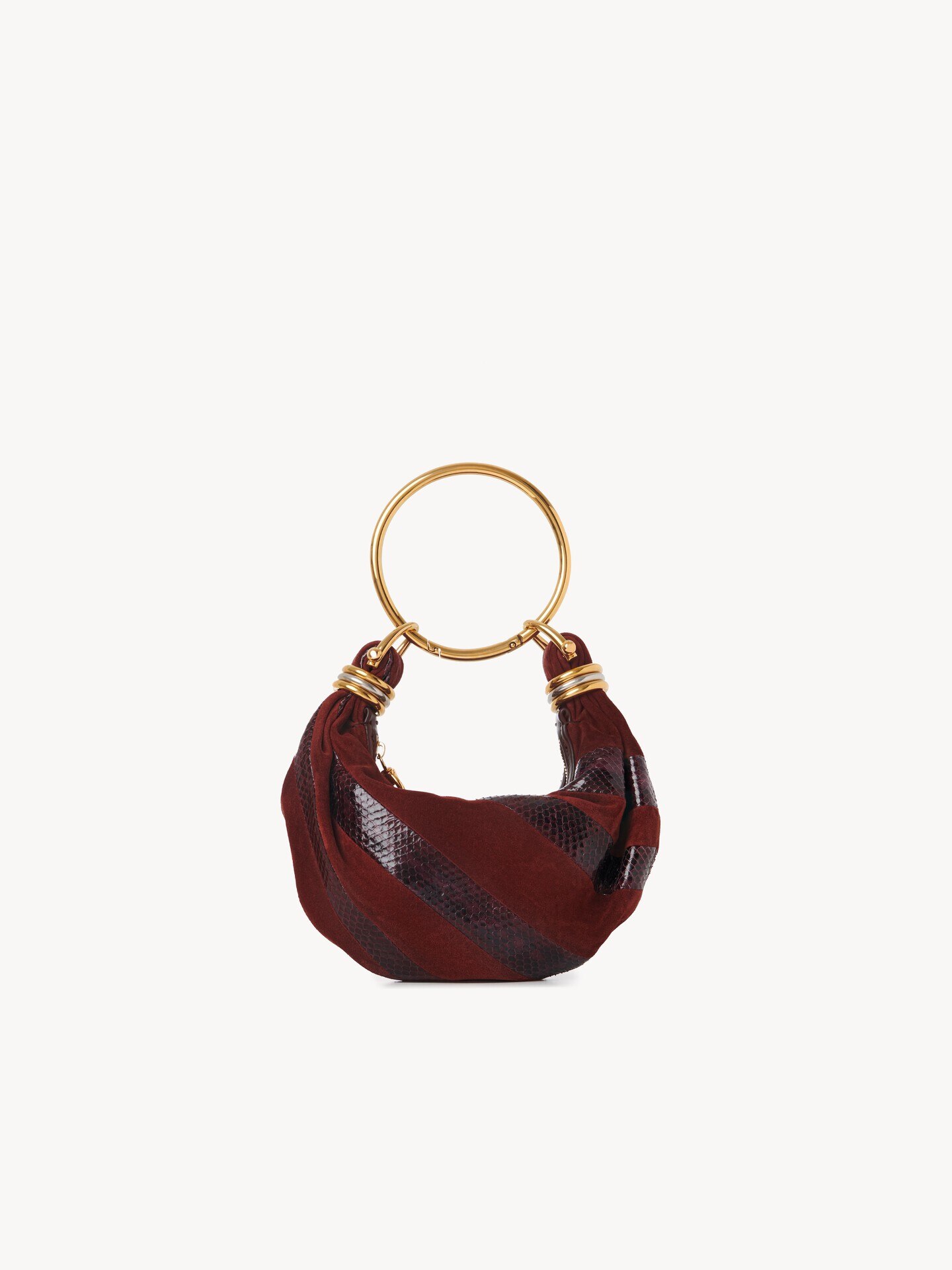 Mini Bracelet Hobo bag in suede leather & snakeskin - 6