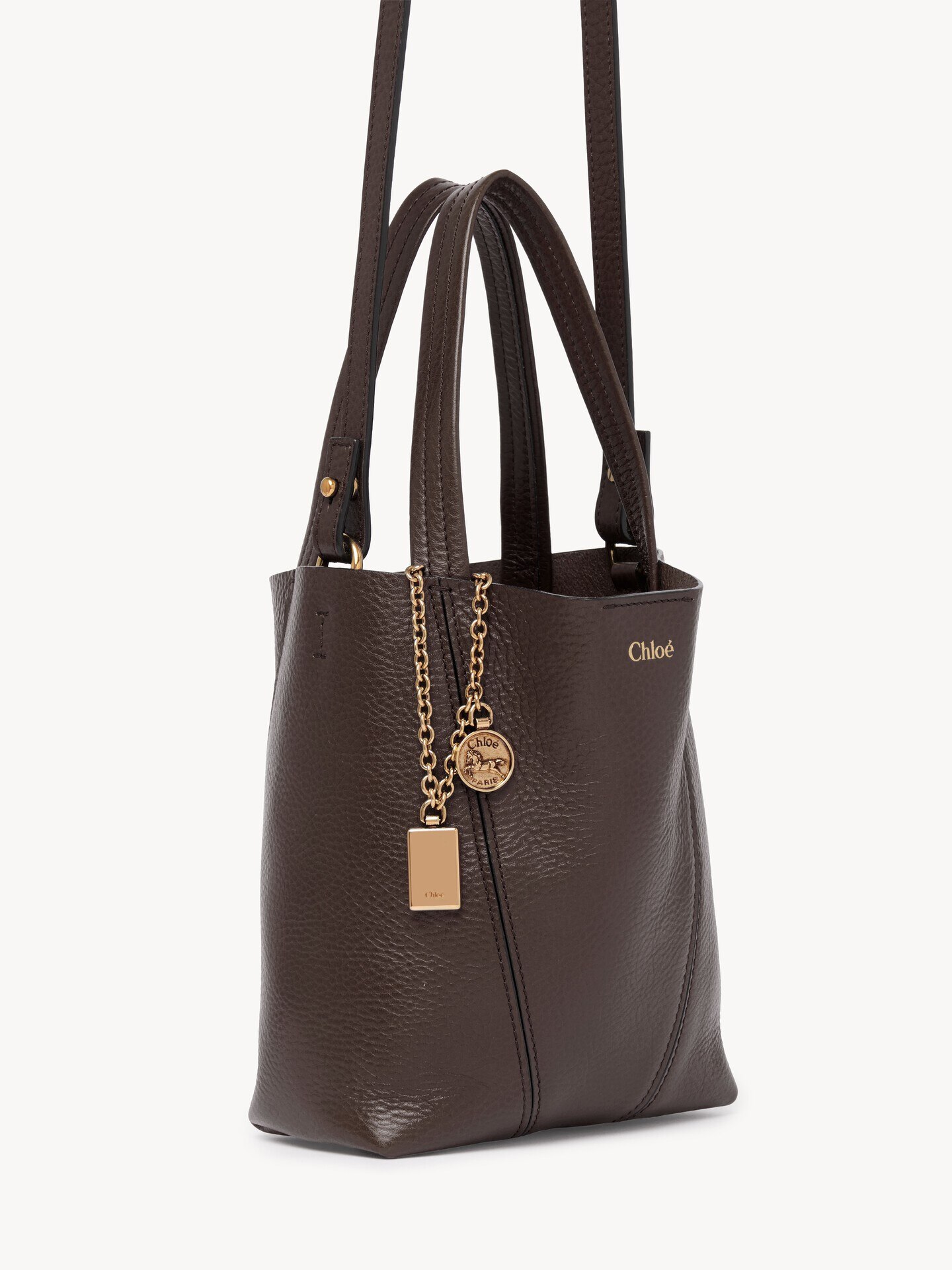 Small Chloé Spin tote bag in grained leather - 5