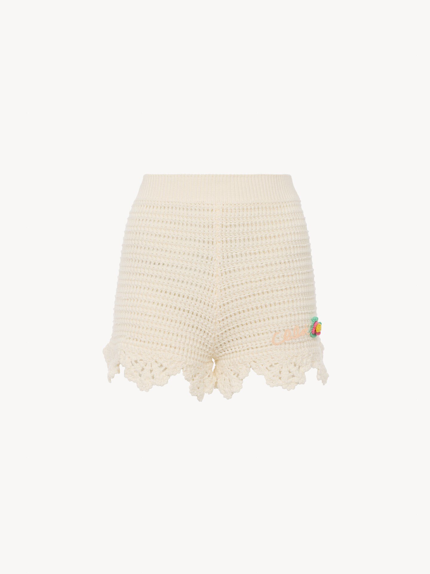 Minipantalones cortos de talle alto con logotipo de punto de croch&eacute; - 2